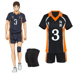 Asahi Azumane Cosplay Costumes, Karasuno Team Black No.3 Volleyball Uniform Outfits | Haikyu!! 2XL-3XL,
