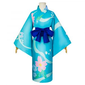 Inosuke Hashibira Cosplay Costumes, Blue Flower Pattern Kimono Outfits | Demon Slayer