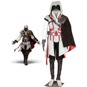 Ezio Auditore da Firenze Cosplay Costumes, Assassin Robes with Black Cape Outfits