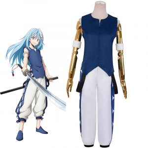 Rimuru Tempest Cosplay Costumes, Blue Sleeveless Vest with White Trousers Outfits | That Time I Got Reincarnated as a Slime